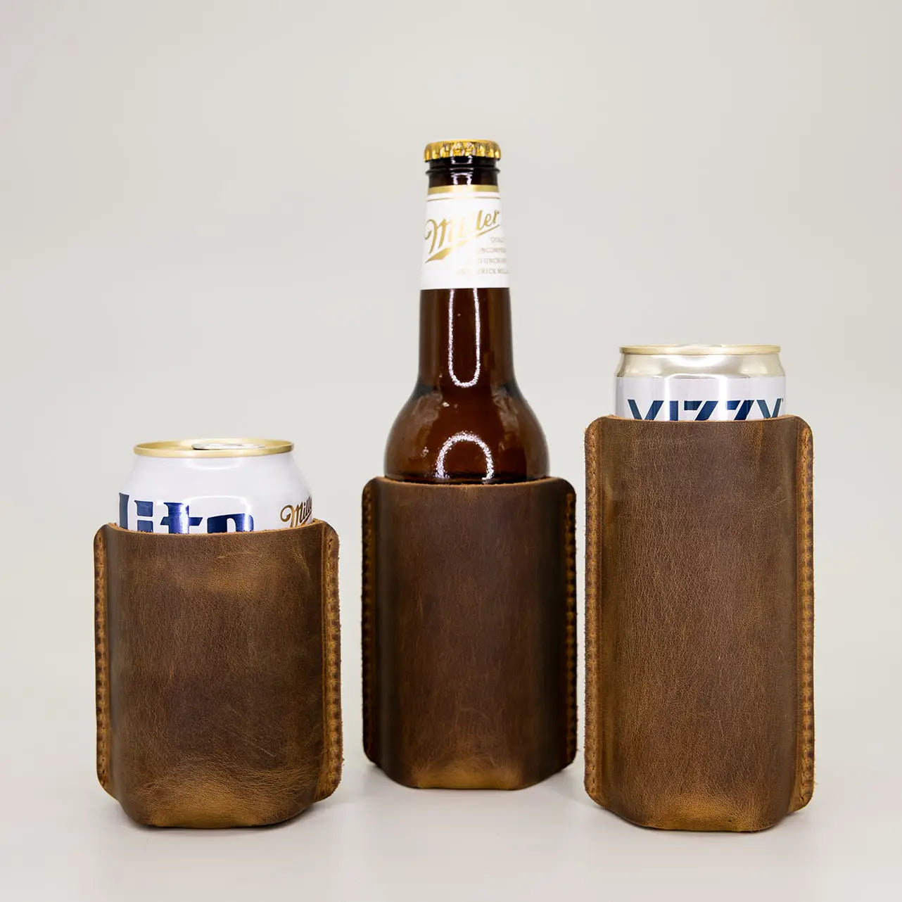 Personalized Leather Can Coolers