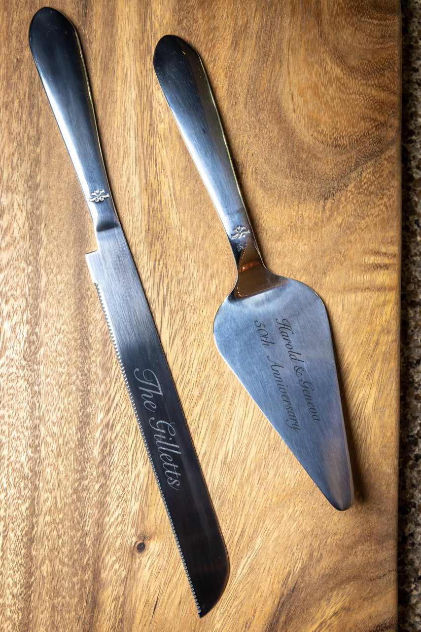 Personalized Wedding Cake Knife &amp; Server Set – Stainless Steel
