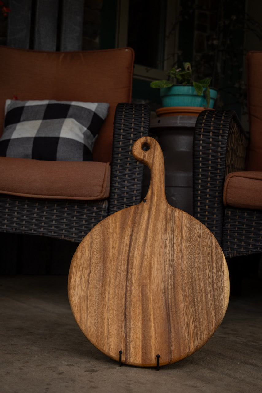 Personalized Walnut Round Charcuterie Board with Handle