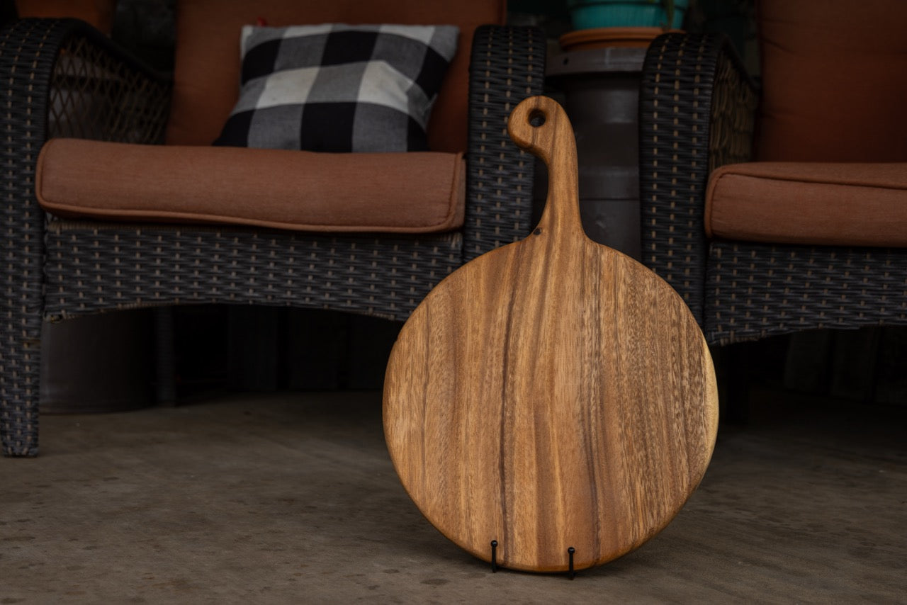 Personalized Walnut Round Charcuterie Board with Handle