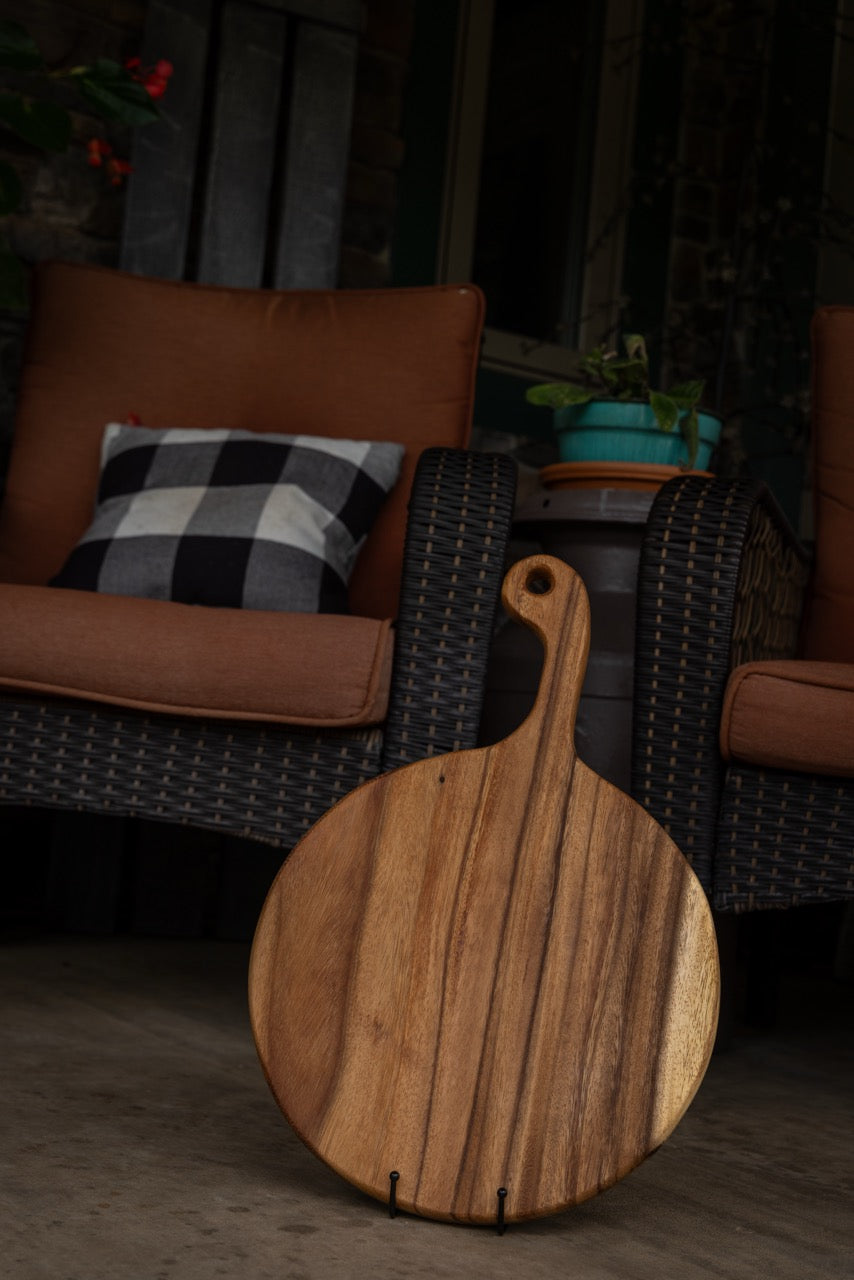 Personalized Walnut Round Charcuterie Board with Handle