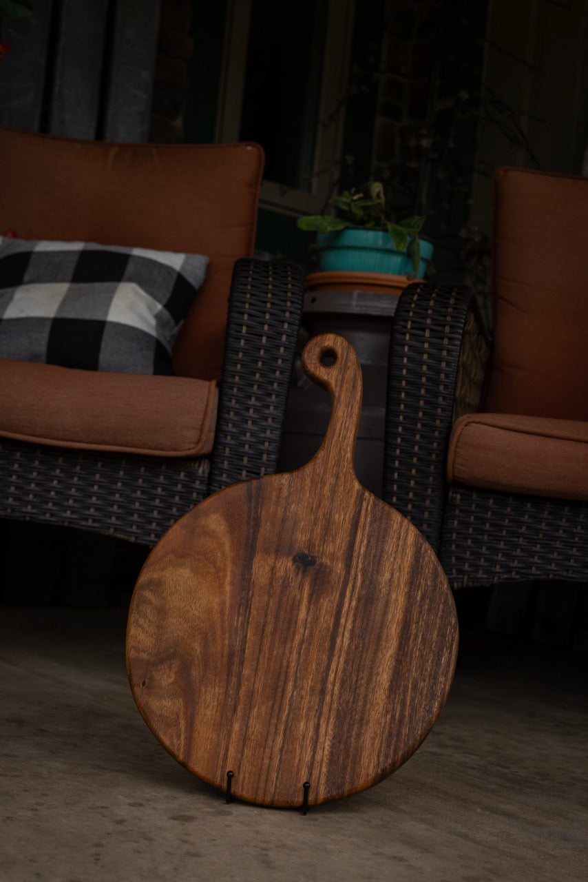 Personalized Walnut Round Charcuterie Board with Handle