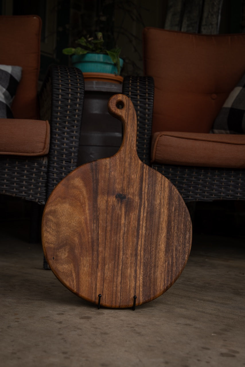 Personalized Walnut Round Charcuterie Board with Handle