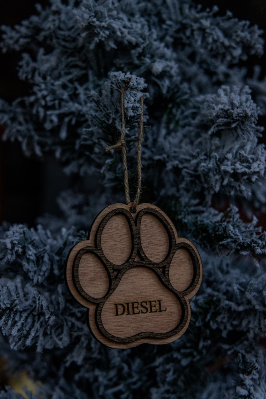 Customizable Dog Paw Ornament