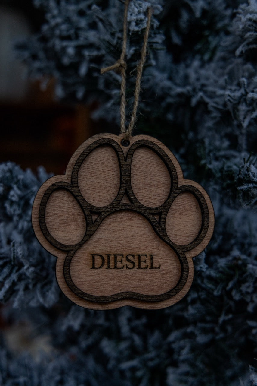 Customizable Dog Paw Ornament
