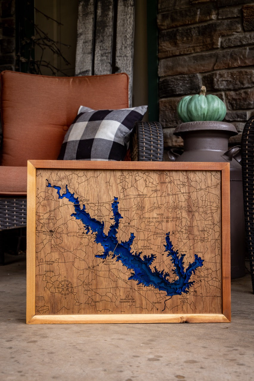 Your Lake, Personalized 3D Framed Wood Map