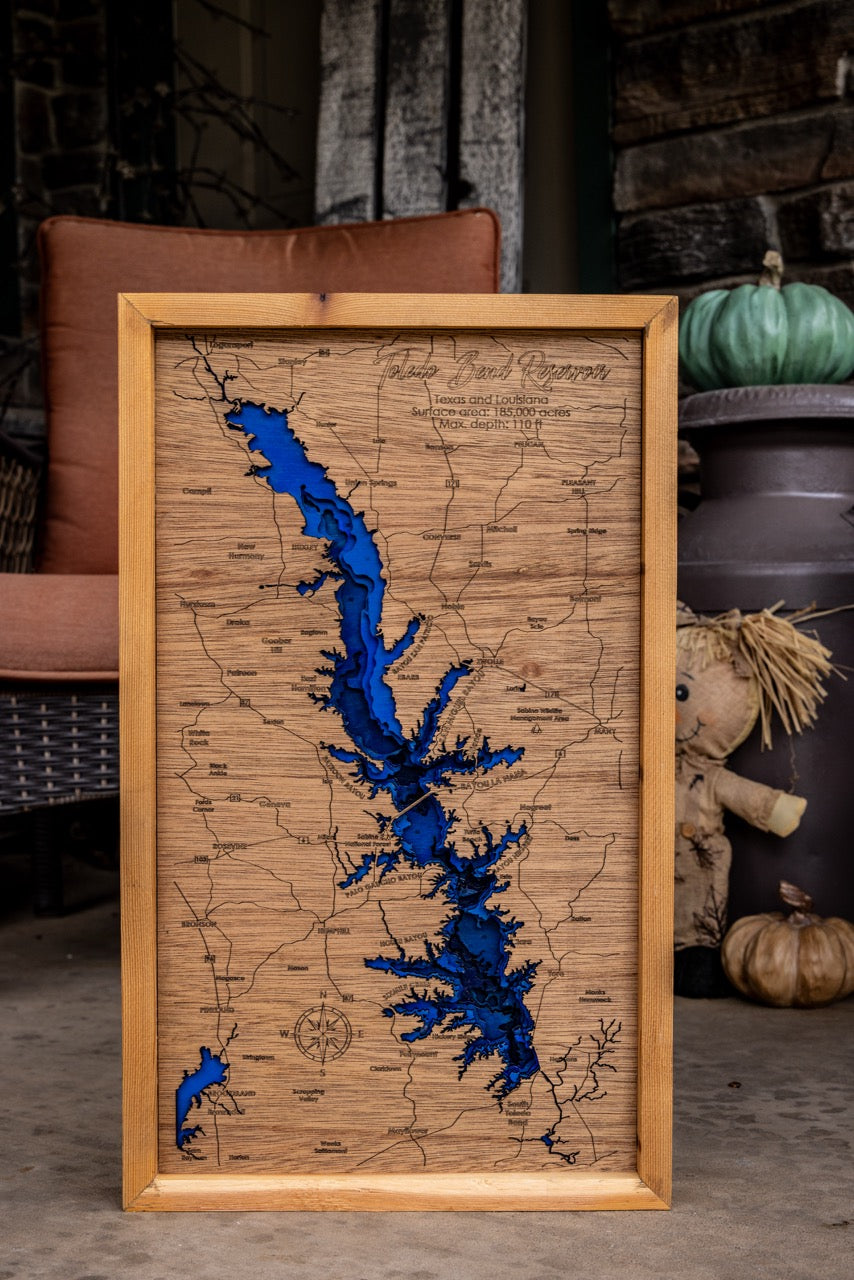 Your Lake, Personalized 3D Framed Wood Map