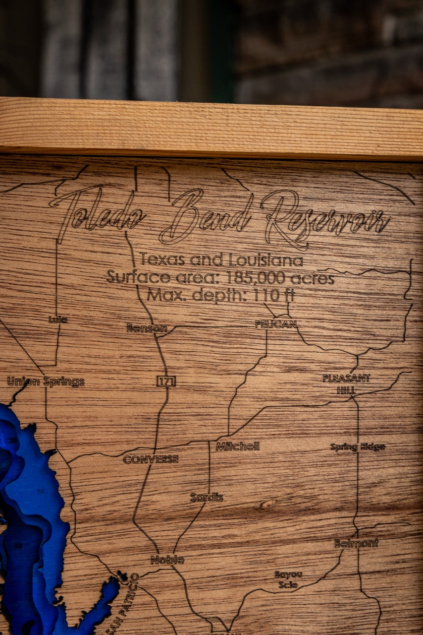 Your Lake, Personalized 3D Framed Wood Map