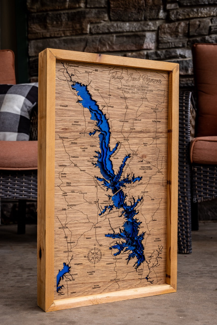 Your Lake, Personalized 3D Framed Wood Map